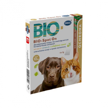 Igiena si ingrijire pisici - Pipeta antiparazitara caini si pisici BIO Pess, 0-10 kg, cutie cu 4 pipete