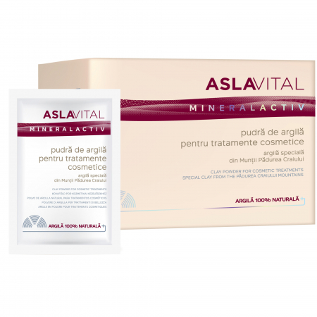 Ingrijire ten - Pudra de argila Aslavital pentru tratamente cosmetice, 10 plicuri x 20 g