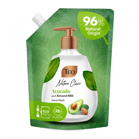Igiena corpului - Rezerva de sapun lichid TEO Nature Elixir, Avocado & Almond Milk, 500 ml