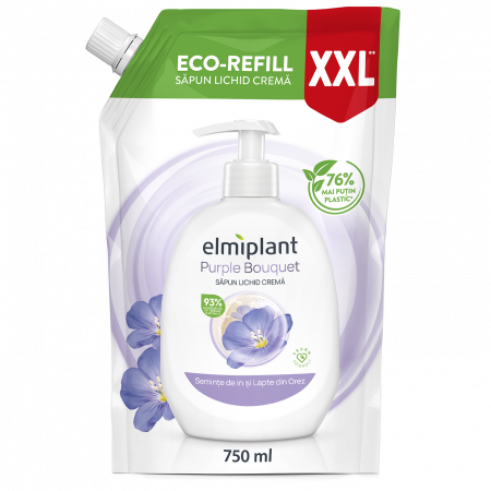 Igiena corpului - Rezerva sapun lichid crema Seminte de in & Lapte din Orez, Elmiplant, 750 ml