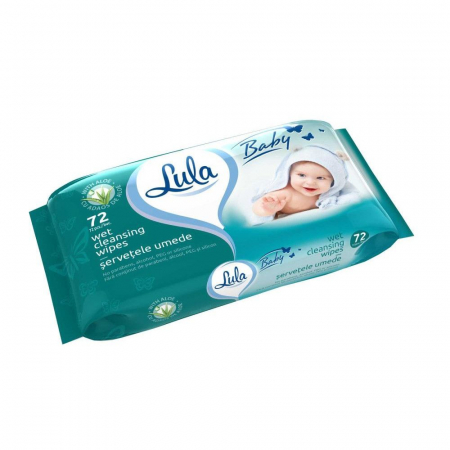 Articole pentru copii - Servetele umede Lula Baby, 72 bucati, pachet - Aloe