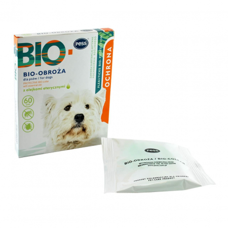 Igiena si ingrijire pisici - Zgarda antiparazitara Pess Bio cu uleiuri esentiale naturale, caini 60 cm