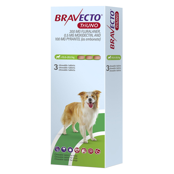 Bravecto TriUNO 200 mg (10 kg - 20 kg) – 3 tablete [1]