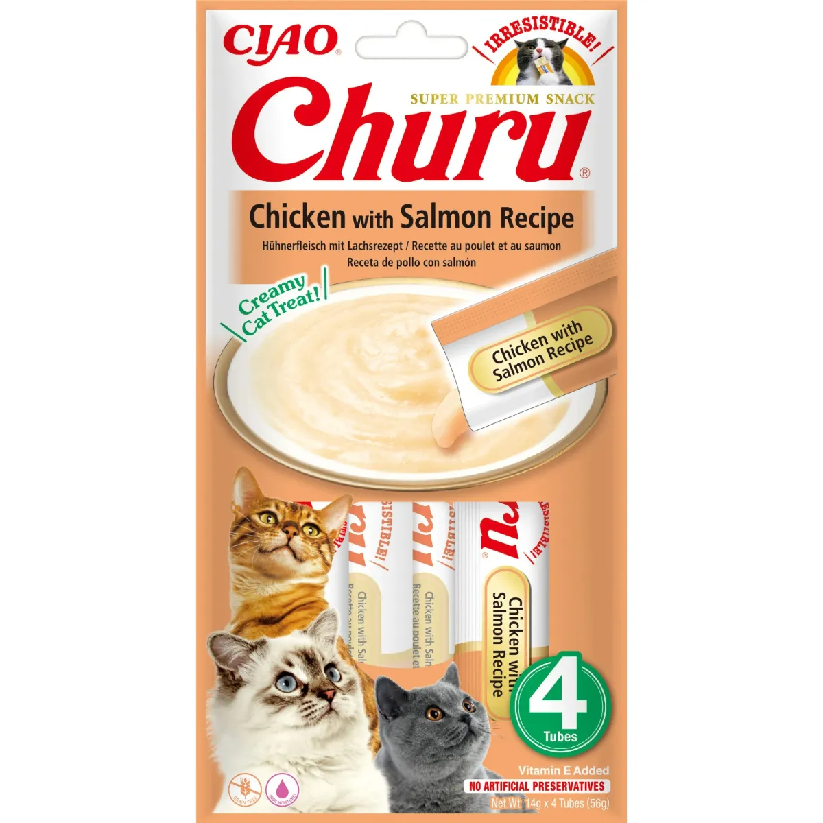 Churu Creamy Piure Recompense pentru Pisici cu Pui și Somon - 4 x 14 g [1]