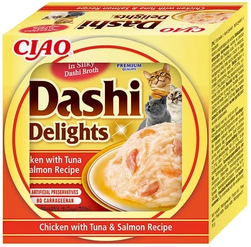 Churu Dashi Delights Hrană Umedă pentru Pisici cu Pui, Ton și Somon – Conservă 70 g [2]