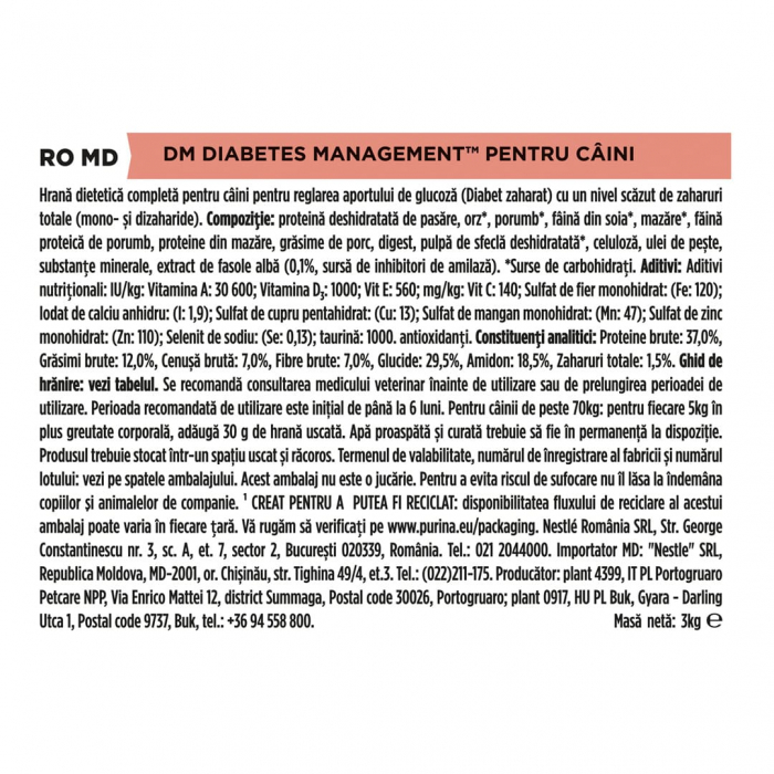 Purina Pro Plan Vet Diets Dog DM Diabetes Management – 3 kg [2]