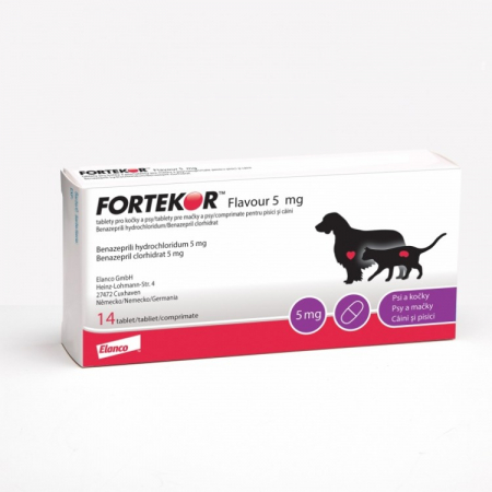 Afecțiuni Cardiace - Fortekor Flavour 5 mg (5-20kg) - 14 tablete