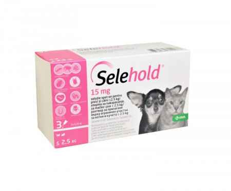 Farmacie Pisici - Selehold 15 mg (sub 2.5 kg) – Cutie cu 3 Pipete Spot-On