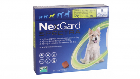 Antiparazitare Interne - NexGard Spectra M (7.5-15kg) - 3 comprimate masticabile