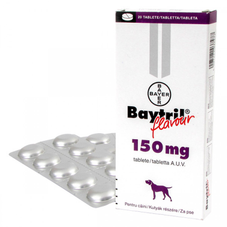 Câini - Baytril Flovour 150 mg - 20 tablete