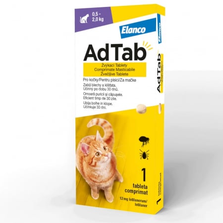 Antiparazitare Externe - AdTab Cat 12 mg (0.5-2kg) - o tabletă