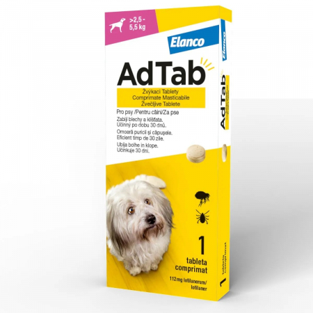 Câini - AdTab Dog 112.5 mg (2.5 - 5.5 kg) - o tabletă