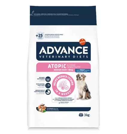 Hrană / Diete Câini - Advance Veterinary Diets Dog Atopic Medium-Maxi - Păstrăv - 3 kg