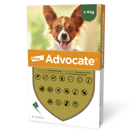 Antiparazitare Interne - Advocate Dog (0-4 kg) – 3 pipete Spot-on