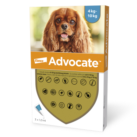 Câini - Advocate Dog (4-10 kg) – 3 pipete Spot-on