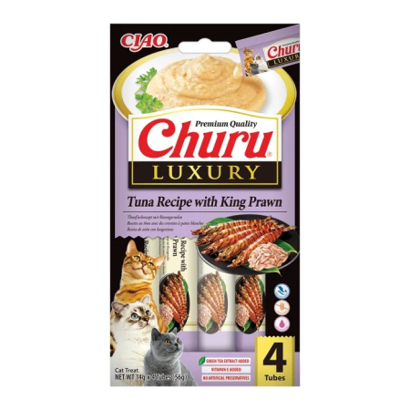 Hrană / Diete Pisici - Churu Cat Luxury Tuna & King Prawn - 4 x 14 g
