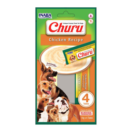 Recompense Câini - Churu Creamy Piure Recompense pentru Câini cu Pui - 4 x 14 g