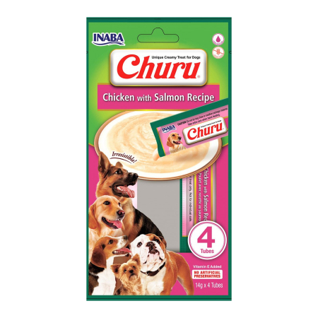 Câini - Churu Creamy Piure Recompense pentru Câini cu Pui și Somon - 4 x 14 g