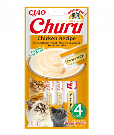 Recompense Pisici - Churu Creamy Piure Recompense pentru Pisici cu Pui - 4 x 14 g