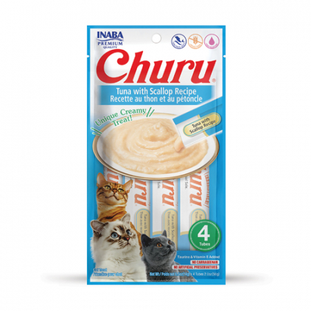 Pisici - 
Churu Creamy Piure Recompense pentru Pisici cu Ton și Scoici- 4 x 14 g