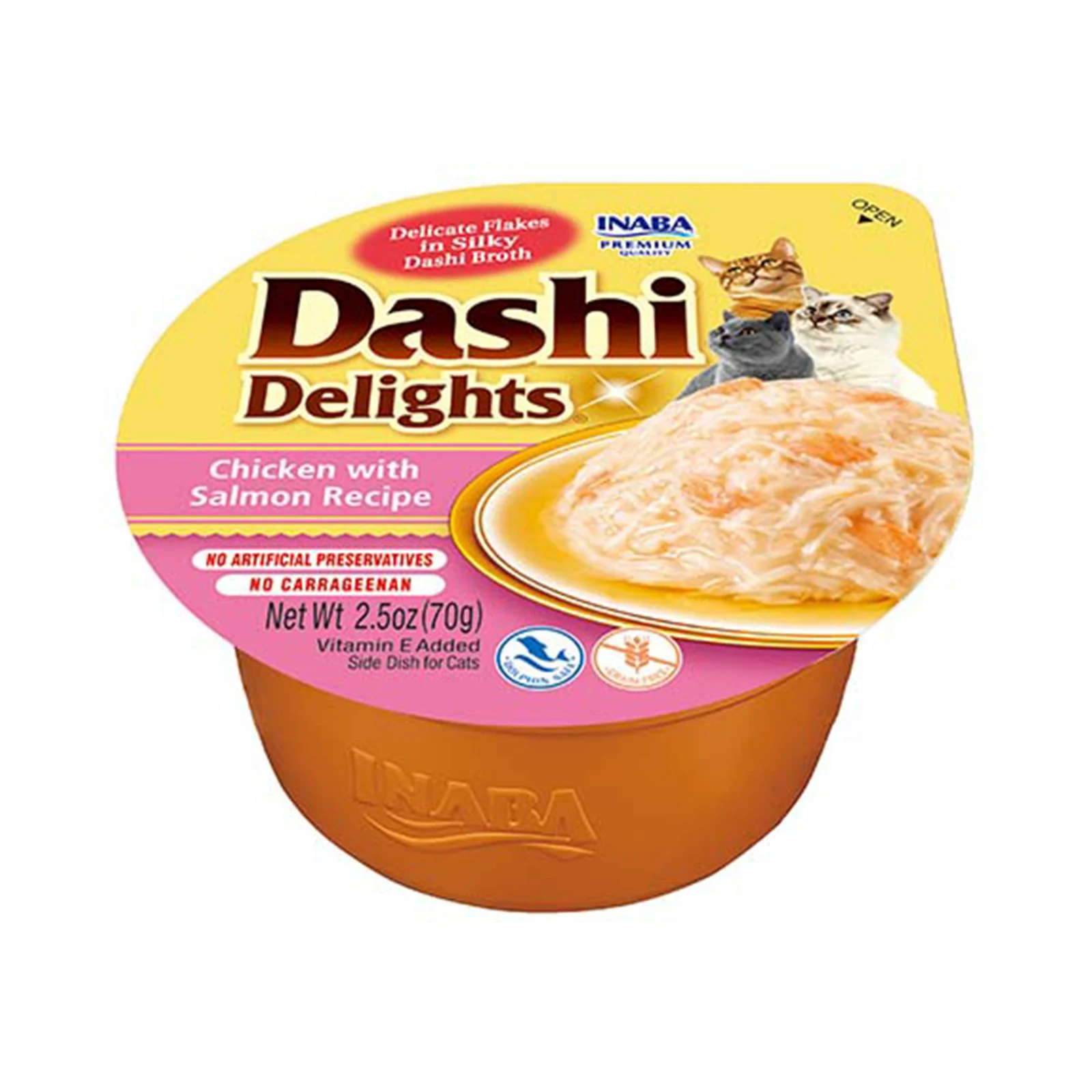Hrană / Diete Pisici - Churu Dashi Delights Hrană Umedă pentru Pisici cu Pui și Somon – Conservă 70 g