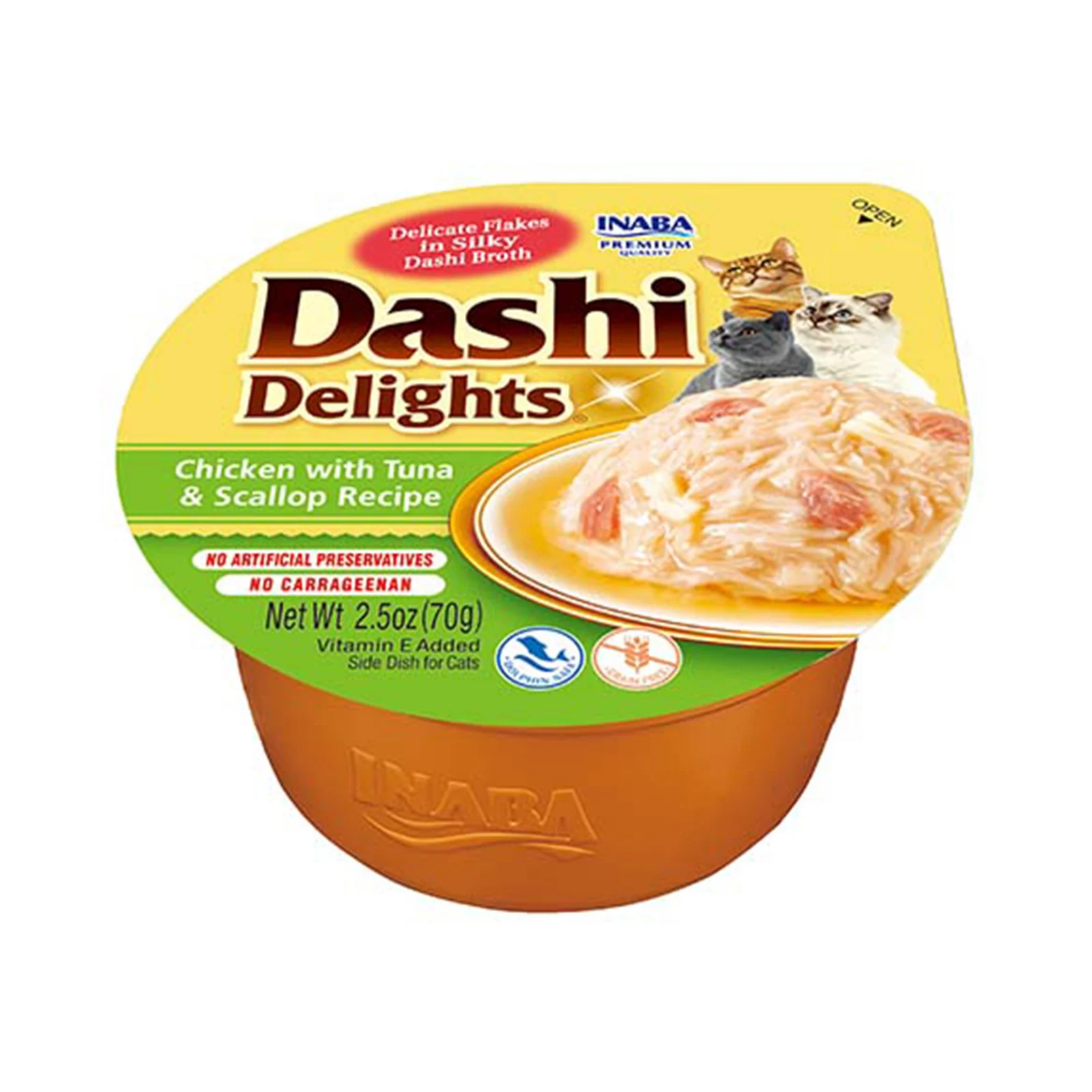 Pisici - Churu Dashi Delights Hrană Umedă pentru Pisici cu Pui, Ton și Scoici – Conservă 70 g