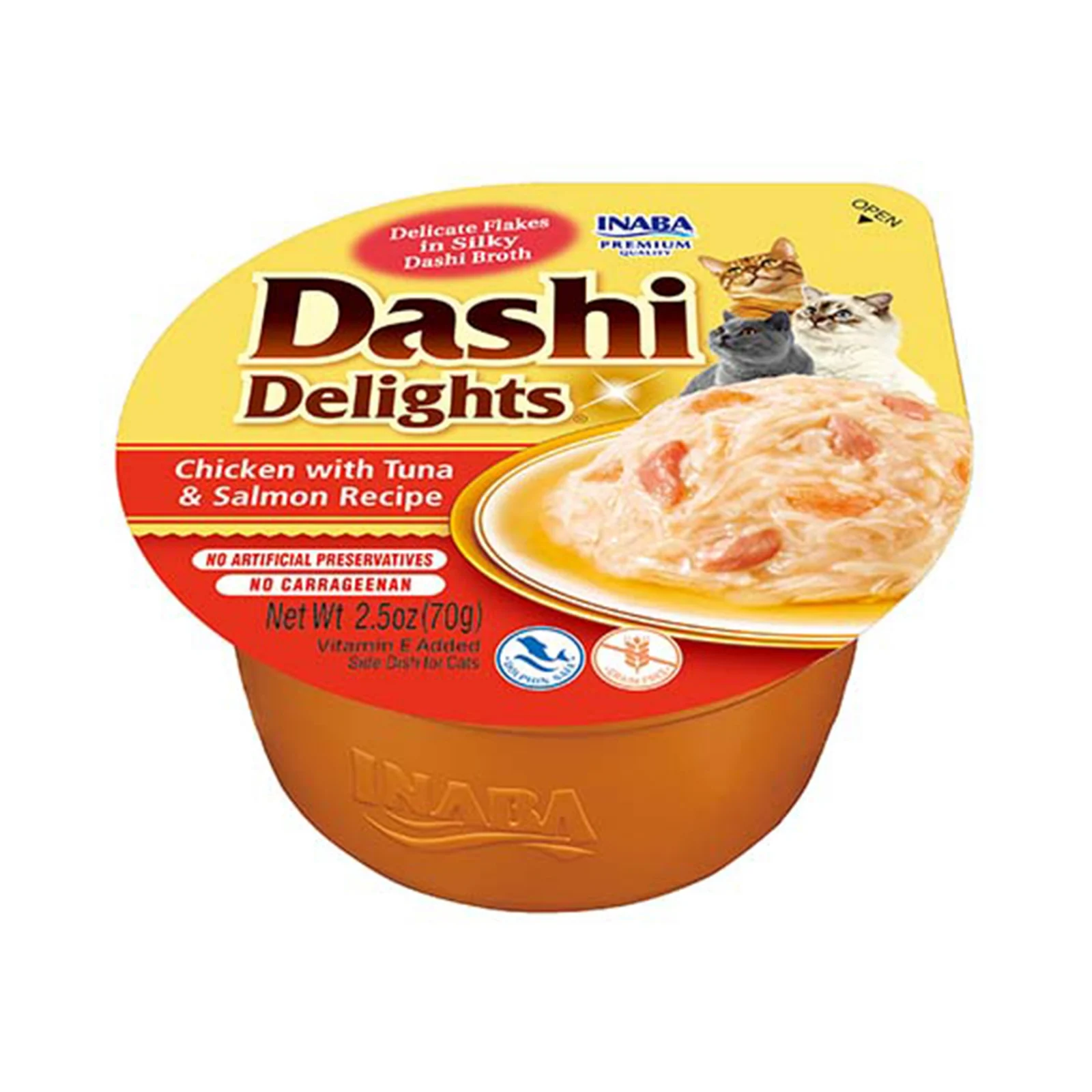 Pisici - Churu Dashi Delights Hrană Umedă pentru Pisici cu Pui, Ton și Somon – Conservă 70 g