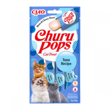 Recompense Pisici - Churu Pops Recompense pentru Pisici cu Ton - 4 x 15 g