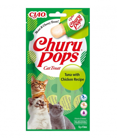 Hrană / Diete Pisici - Churu Pops Recompense pentru Pisici cu Ton și Pui - 4 x 15 g