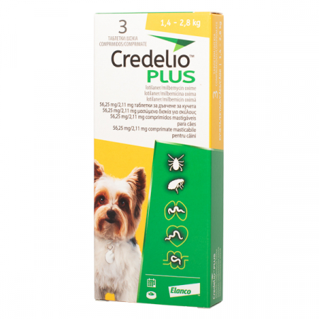 Antiparazitare Interne - Credelio Plus Dog 56.25/2.11 mg (1.4-2.8 kg) - 3 tablete