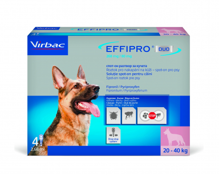 Afecțiuni - Effipro Duo Dog L 268 mg (20-40kg) - cutie 4 pipete