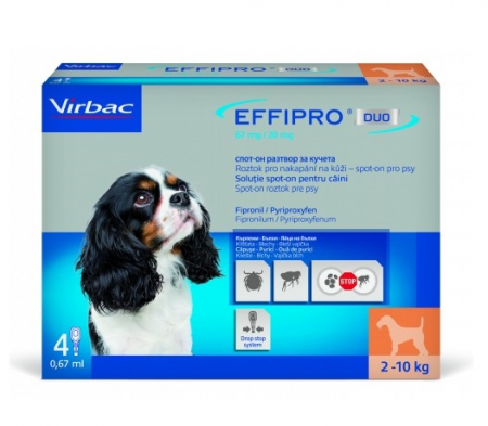 Câini - Effipro Duo Dog S 67 mg (2-10kg) - cutie 4 pipete