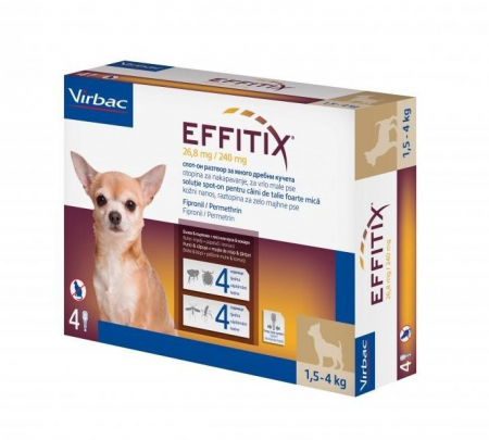 Câini - Effitix Dog XS (1.5-4kg) - cutie 4 pipete
