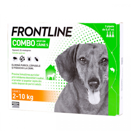 Frontline Combo Câine S (2-10 kg) – 3 pipete spot-on