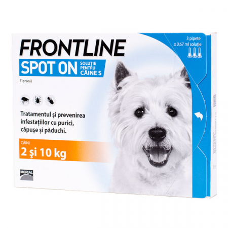 Frontline Spot On Câine S (2–10 kg) – 3 pipete spot-on