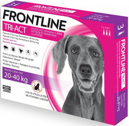 Antiparazitare Externe - Frontline Tri-Act Câine L (20-40 kg) – 3 pipete spot-on