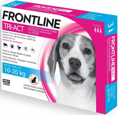Produse cu termen scurt - Frontline Tri-Act Câine M (10-20 kg) – 3 pipete spot-on
