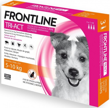 Frontline Tri-Act Câine S (5-10 kg) – 3 pipete spot-on