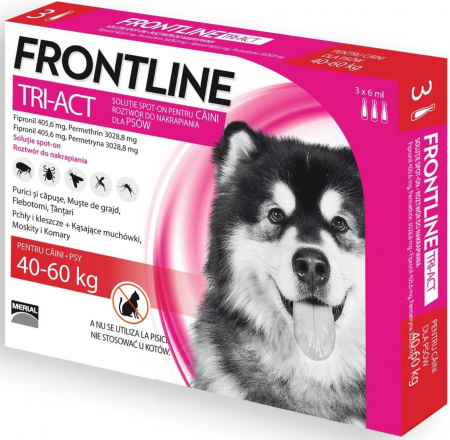 Antiparazitare Externe - Frontline Tri-Act Câine XL (40-60 kg) – 3 pipete spot-on