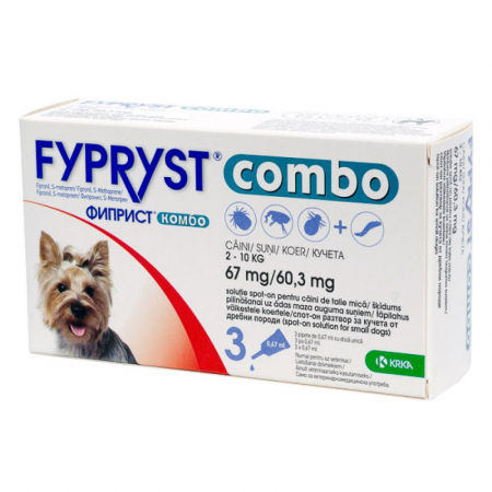 Câini - Fypryst Combo Dog S 67 mg (2-10kg) - cutie 3 pipete