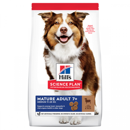 Câini - Hill's SP Canine Mature 7+ Medium Lamb&Rice - 14 kg