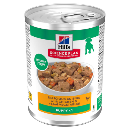 Câini - Hill's SP Canine Puppy Chicken & Vegetable Stew - Conserva 363 g