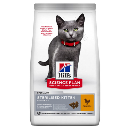 Pisici - Hill's SP Feline Kitten Sterilised Chicken - 3 kg
