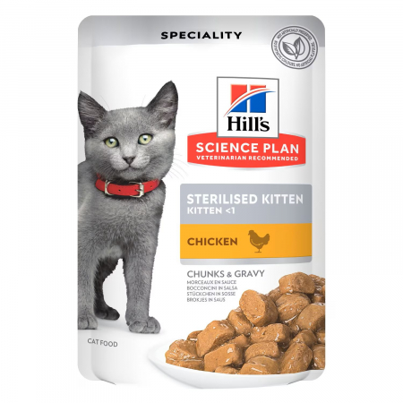 Hrană / Diete Pisici - Hill's SP Feline Kitten Sterilised Chicken - 85 g
