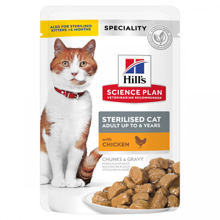 Hrană Umedă Pisici - Hill's SP Feline Young Adult Sterilised Chicken - plic 85 g