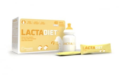 Lapte Câini - LactaDIET Colostrum Câini – 40 plicuri x 7.5g, biberon, tetine
