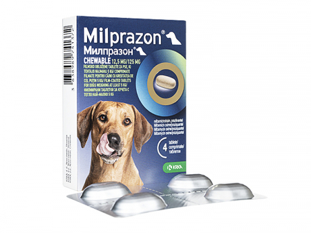 Antiparazitare Interne - Milprazon Dog Chewable 12.5 mg/125 mg - 4 tablete