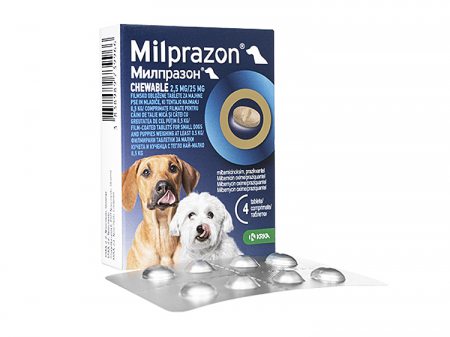 Antiparazitare Interne - Milprazon Dog Puppy Chewable 2.5mg/25 mg -  4 tablete
