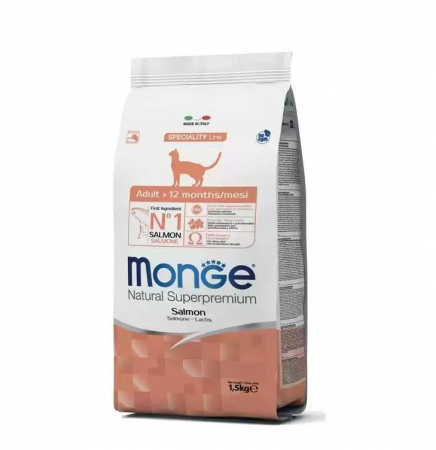Hrană Uscată Pisici - Monge Natural Monoprotein Cat Adult Somon - 1.5 kg
