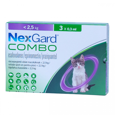 Farmacie Pisici - Nexgard Combo Cat S (0.8 - 2.5 kg) - 3 pipete